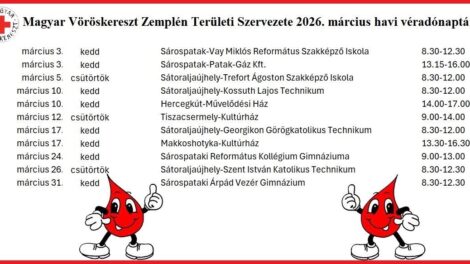 Életeket menthetünk, márciusban is várja a véradókat Zemplénben a Vöröskereszt