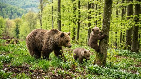 Tavaszi ébredés: így nevelik bocsaikat az erdélyi barna medvék
