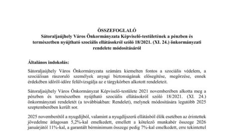Emelkedhet a szociális támogatások jövedelemhatára Sátoraljaújhelyben