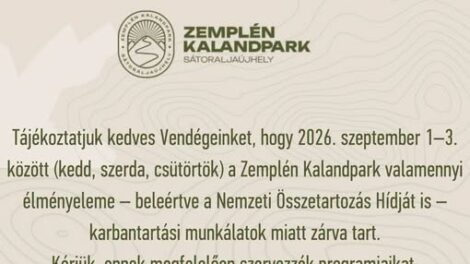 Három napra teljesen bezár a Zemplén Kalandpark Sátoraljaújhelyen