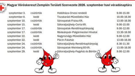 Több helyszínen is várják a véradókat szeptemberben Zemplénben