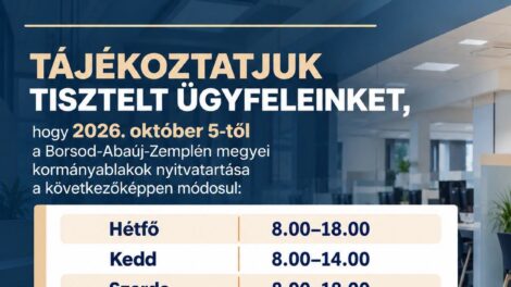 Hétfőtől változik a kormányablakok nyitvatartása