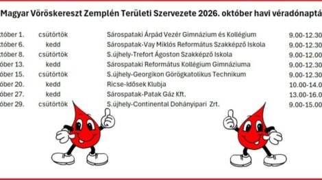 Több helyszínen várják a véradókat októberben Zemplénben
